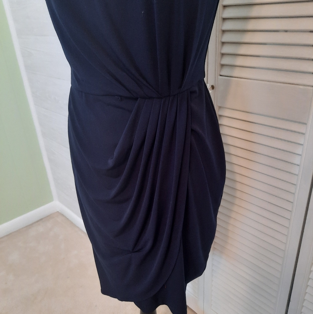 Calvin klein navy draped sleeveless dress sz 4 *M - Picture 3 of 7